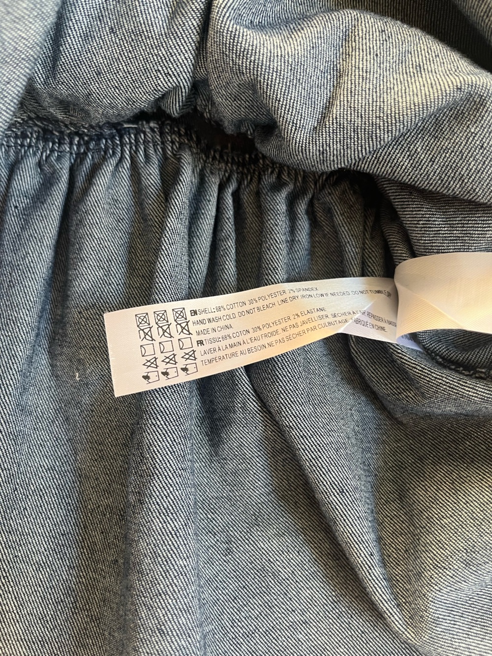 En Saison Boho Contrast Stitched Ruffle Tiered Flouncy Denim Festival Mini Dress - Picture 10 of 11